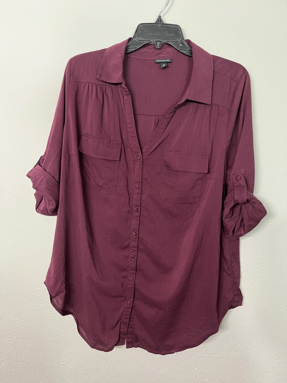 torrid Burgundy Button-Down Roll Sleeve Shirt